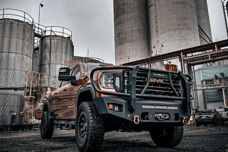 Heavy duty front bumper Chassis Unlimited Attitude CUB980572BG with winch guard for 2020–2023 GMC Sierra 2500/3500 textured black