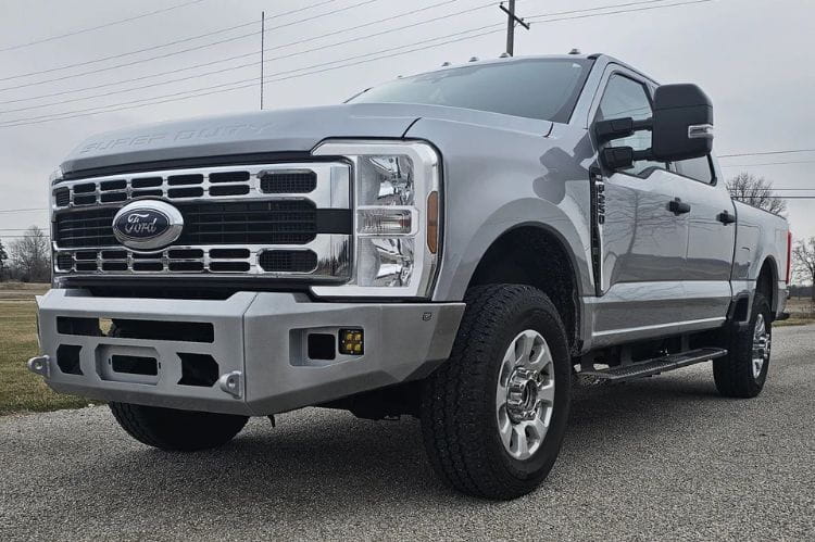 Chassis Unlimited CUB980751RAW heavy duty front bumper on 2023+ Ford F250/F350 Superduty with winch mount and light cutouts