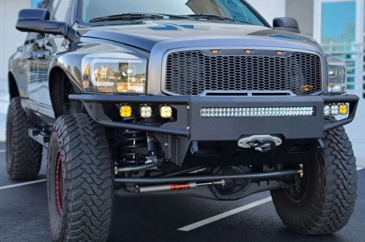 Chassis Unlimited Diablo heavy duty front bumper CUB950021RAW in raw steel for 2003–2009 Ram 2500/3500 builds