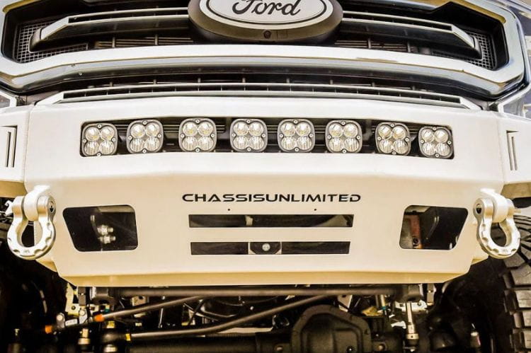 Chassis Unlimited Octane CUB900141RAW heavy duty front bumper for 2017–2022 Ford F250/F350 Super Duty, raw steel finish