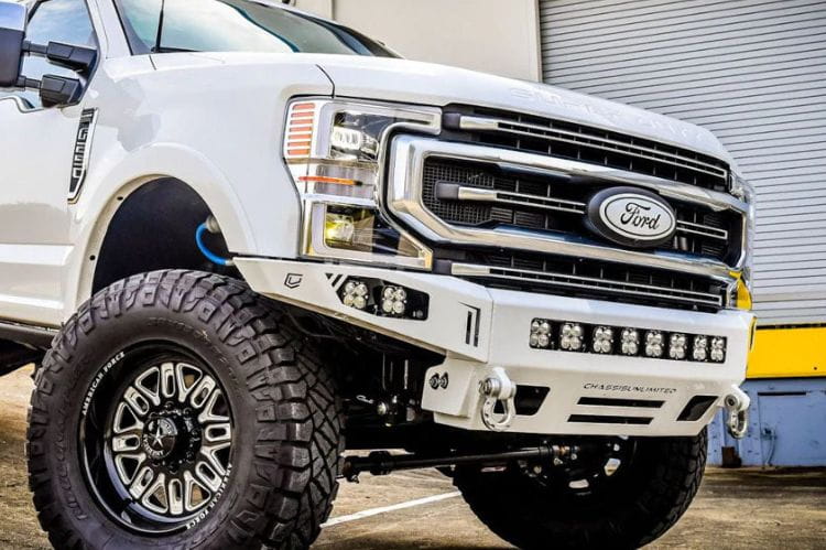 Chassis Unlimited Octane CUB900141RAW heavy duty front bumper for 2017–2022 Ford F250/F350 Super Duty, raw steel finish
