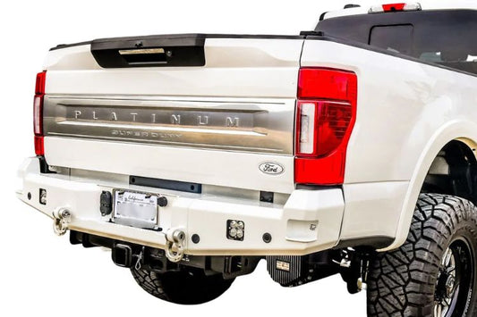 Chassis Unlimited Attitude CUB990142RAW heavy duty rear bumper for 2017–2022 Ford F250/F350 Super Duty, raw finish with sensor cutouts