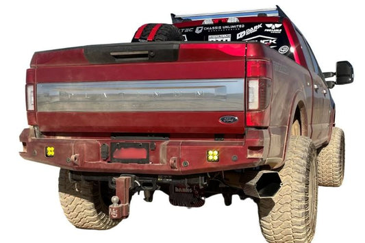 Chassis Unlimited Attitude CUB990142RAW heavy duty rear bumper for 2017–2022 Ford F250/F350 Super Duty, raw finish with sensor cutouts