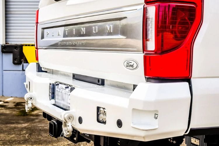 Chassis Unlimited Attitude CUB990142RAW heavy duty rear bumper for 2017–2022 Ford F250/F350 Super Duty, raw finish with sensor cutouts
