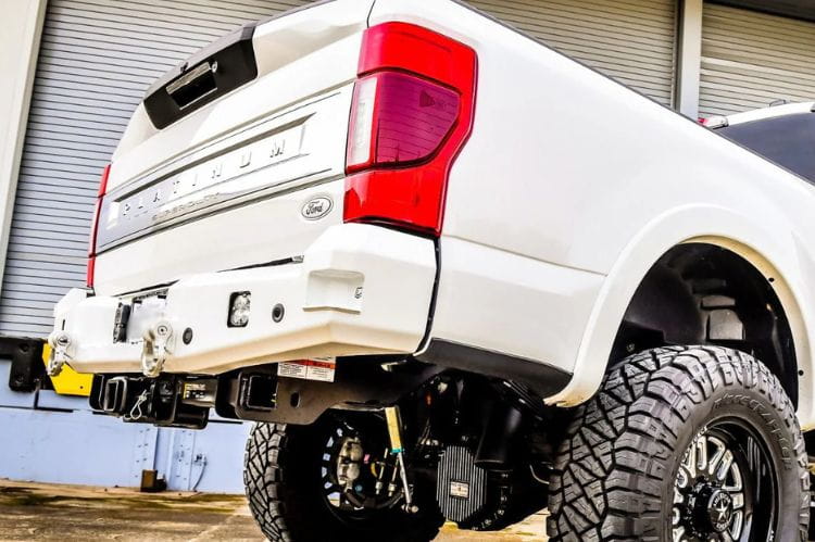 Chassis Unlimited Attitude CUB990142RAW heavy duty rear bumper for 2017–2022 Ford F250/F350 Super Duty, raw finish with sensor cutouts