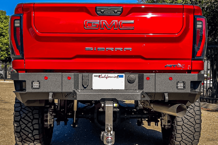 Heavy Duty Rear Bumper Chassis Unlimited Octane CUB910572RAW rugged raw steel with sensor cutouts for 2020–2025 GMC Sierra 2500/3500