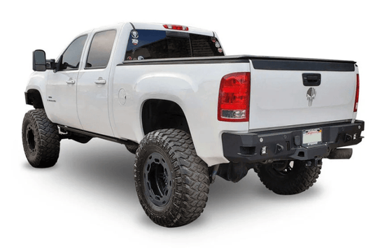 Aggressive Chevy Silverado rear bumper CUB910311 by Chassis Unlimited for 2007–2010 Silverado 2500/3500, black powder coat