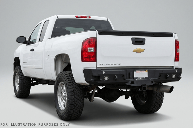 Aggressive Chevy Silverado rear bumper CUB910311 by Chassis Unlimited for 2007–2010 Silverado 2500/3500, black powder coat
