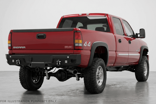 Durable heavy duty rear bumper CUB910311 by Chassis Unlimited for 2007–2010 GMC Sierra 2500/3500, black powder coat steel