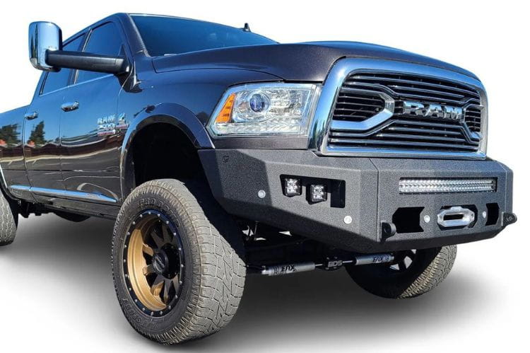 Chassis Unlimited Attitude heavy duty steel front bumper CUB980011 for 2010–2018 Ram 2500/3500 in textured black finish