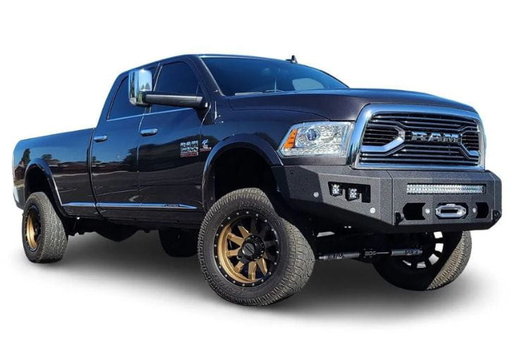 Chassis Unlimited Attitude heavy duty steel front bumper CUB980011 for 2010–2018 Ram 2500/3500 in textured black finish