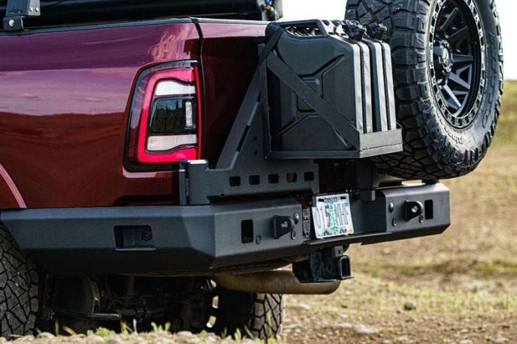 Chassis Unlimited Octane CUB960321RAW high-clearance rear bumper with dual swing out for 2010–2025 Ram 2500/3500, raw steel