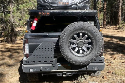 Chassis Unlimited Octane CUB960142 dual swing out rear bumper for 2017–2022 Ford F250/F350 Super Duty, textured black, sensor cutouts