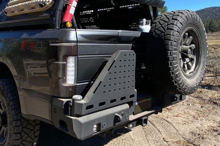 Chassis Unlimited Octane CUB960142RAW off road dual swing out rear bumper for 2017–2022 Ford F250/F350 Super Duty, raw steel
