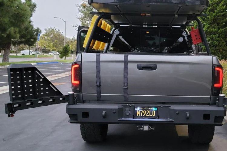 Chassis Unlimited Octane dual swing out rear bumper CUB960021RAW for 2003–2009 Ram 2500/3500 in raw steel finish