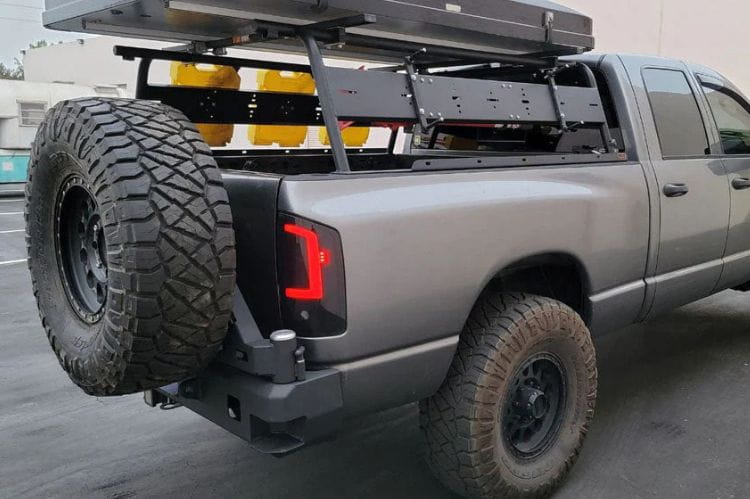 Chassis Unlimited Octane dual swing out rear bumper CUB960021RAW for 2003–2009 Ram 2500/3500 in raw steel finish