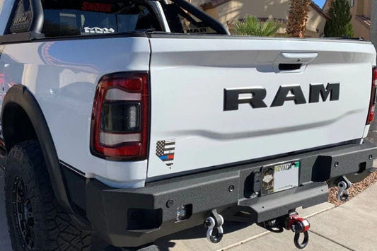 Chassis Unlimited Octane CUB910012RAW rear bumper for 2010–2018 Ram 2500/3500, raw steel finish with sensor cutouts