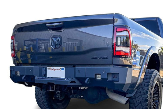 Chassis Unlimited Octane CUB910012RAW rear bumper for 2010–2018 Ram 2500/3500, raw steel finish with sensor cutouts