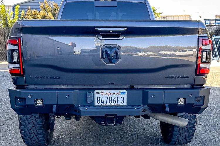 Chassis Unlimited Octane CUB910322RAW truck rear bumper for 2019–2025 Ram 2500/3500, raw steel with sensor cutouts