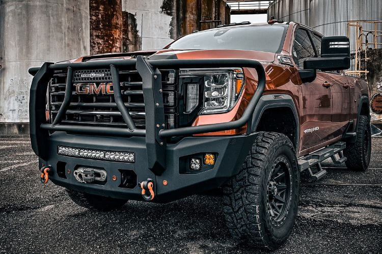 Off road front bumper Chassis Unlimited Attitude CUB980571BGRAW rugged off road truck bumper with winch guard for 2020–2023 GMC Sierra