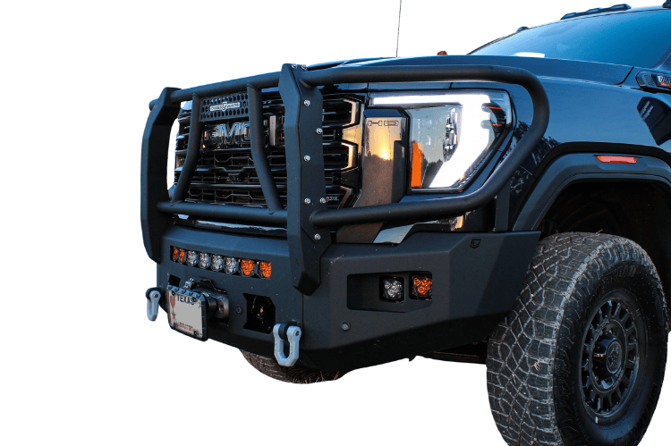 Chassis Unlimited CUB980692BGRAW Offroad Front Bumper rugged raw steel with winch guard and sensor cutouts for 2024+ GMC Sierra 2500/3500