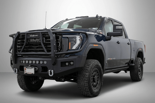 Chassis Unlimited CUB980692BGRAW Offroad Front Bumper rugged raw steel with winch guard and sensor cutouts for 2024+ GMC Sierra 2500/3500