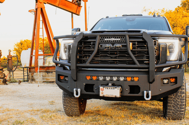 Chassis Unlimited CUB980692BGRAW Offroad Front Bumper rugged raw steel with winch guard and sensor cutouts for 2024+ GMC Sierra 2500/3500