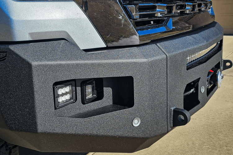 Chassis Unlimited CUB980692RAW Front Winch Bumper raw steel with sensor cutouts for 2024+ GMC Sierra 2500/3500 heavy-duty protection