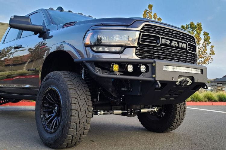 Chassis Unlimited Diablo CUB950321 offroad front bumper for 2019–2025 Ram 2500/3500 with textured black powder coat
