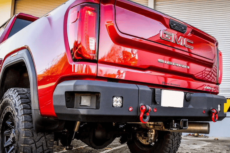Heavy-duty Chassis Unlimited Attitude rear aftermarket bumpers CUB990572RAW, raw steel, fits 2020–2025 GMC Sierra