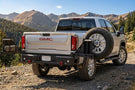 Rear Tire Carrier Bumper Chassis Unlimited CUB960571 Octane dual swing out for GMC Sierra 2500/3500, rugged black steel upgrade