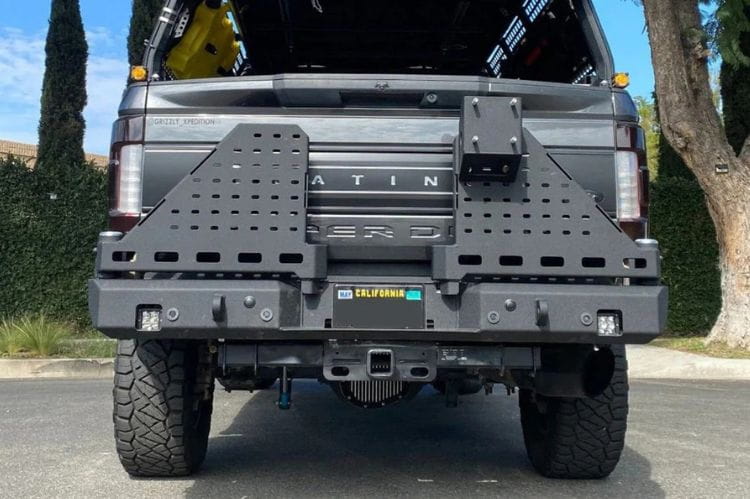 Chassis Unlimited CUB960751 rear tire carrier bumper with dual swing out for 2023+ Ford F250/F350 Super Duty, textured black