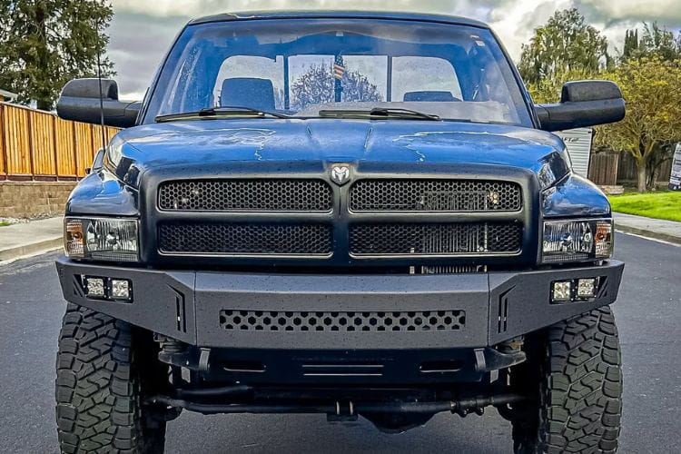 Chassis Unlimited steel front bumper CUB900051RAW unpainted bare metal armor upgrades a 1994-2002 Dodge Ram 1500 truck model 