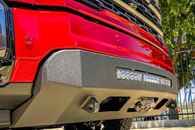 Rugged steel front bumper CUB920691 from Chassis Unlimited for 2024+ GMC Sierra 2500/3500, perfect for off-road adventures