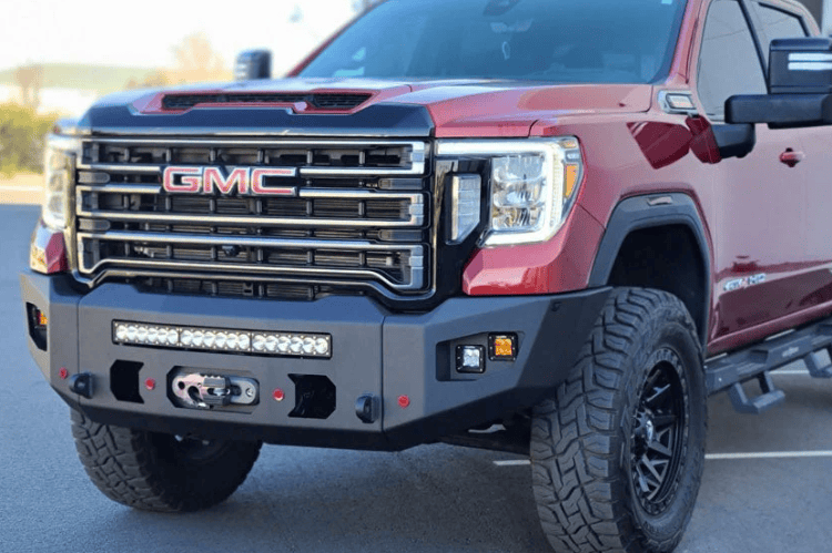 Steel Front Bumper CUB980571RAW Chassis Unlimited Attitude raw heavy-duty front for 2020-2023 Sierra 2500/3500 off-road ready