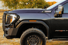 Steel Front Bumper Chassis Unlimited CUB980692BG textured black with winch guard and sensor cutouts for 2024+ GMC Sierra 2500/3500