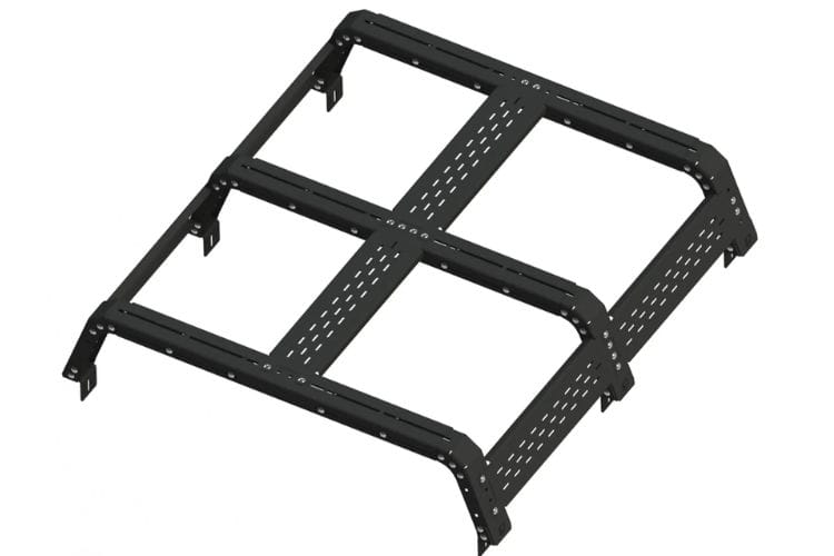 Chassis Unlimited Thorax Overland Bed Rack System CUB970025 twelve inch heavy steel frames organize short truck bed gear