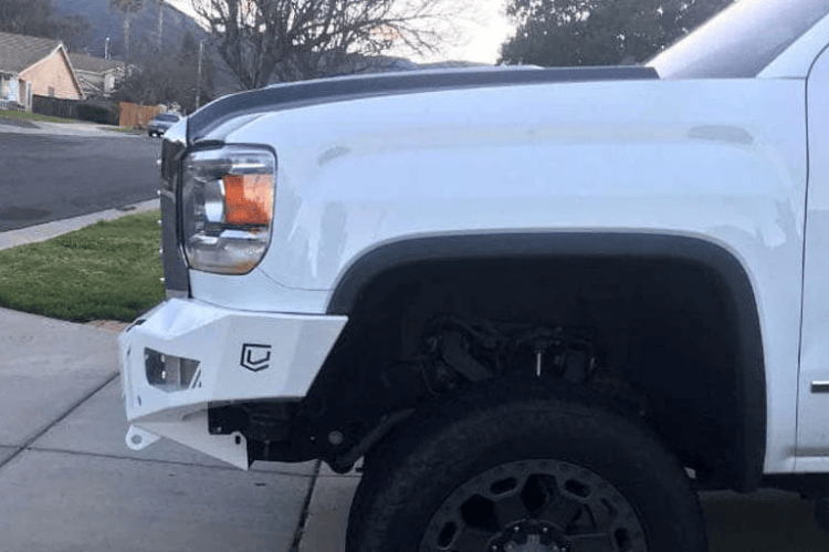 Durable Chassis Unlimited Bumpers CUB940302RAW, raw finish, custom fit for 2015-2019 GMC Sierra, sensor-ready design