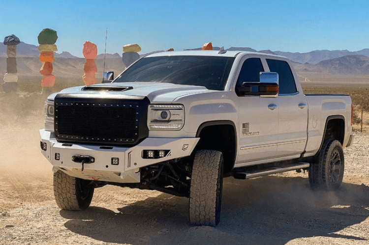 Durable Chassis Unlimited Bumpers CUB940302RAW, raw finish, custom fit for 2015-2019 GMC Sierra, sensor-ready design