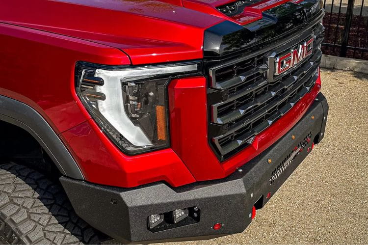 GMC Sierra front bumper replacement CUB500690 by Chassis Unlimited fits 2024+ 2500/3500 models with precision-cut steel durability