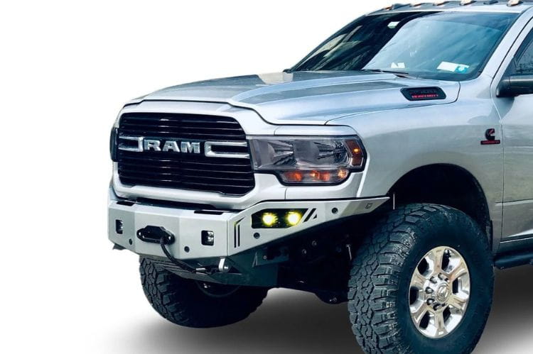 Chassis Unlimited Octane CUB940322RAW truck grille guard front bumper for 2019–2025 Ram 2500/3500, raw steel with sensor cutouts