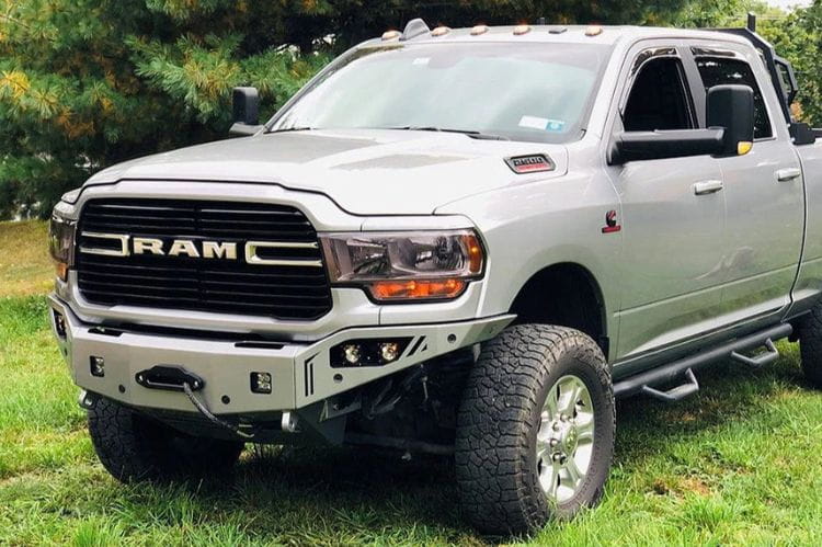 Chassis Unlimited Octane CUB940322RAW truck grille guard front bumper for 2019–2025 Ram 2500/3500, raw steel with sensor cutouts