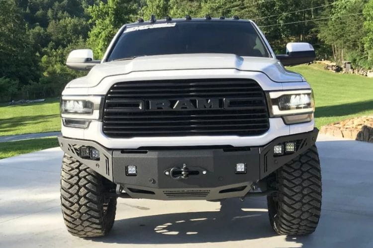 Chassis Unlimited Octane CUB940322RAW truck grille guard front bumper for 2019–2025 Ram 2500/3500, raw steel with sensor cutouts
