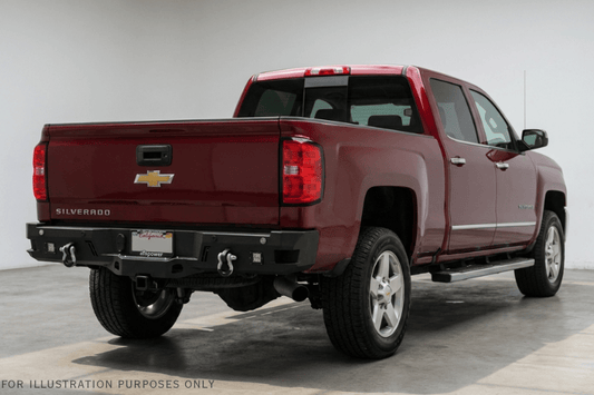 Rugged and stylish truck rear bumper CUB910301 by Chassis Unlimited for 2015–2019 Chevy Silverado 2500/3500, texture black powder coat