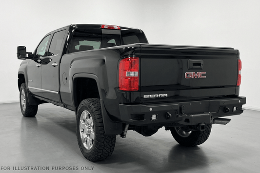 Chassis Unlimited Octane truck rear bumper CUB910301 for 2015–2019 GMC Sierra 2500/3500, rugged textured black powder coat finish
