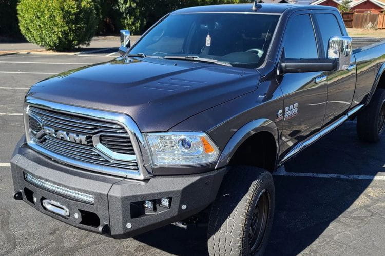 Chassis Unlimited Attitude truck steel front bumper CUB980012RAW for 2010–2018 Ram 2500/3500 with raw steel finish and sensor cutouts