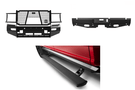 2024 Dodge Ram 2500 Complete Protection Kit with rugged Ranch Hand bumpers and sleek AMP Research power steps