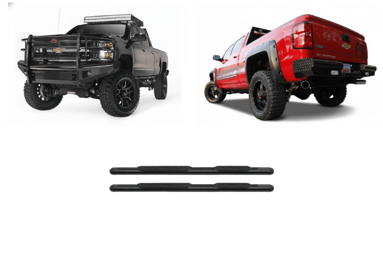 2007 Chevy Silverado 2500 Complete Protection Kit featuring rugged Fab Fours bumpers and stylish Westin Automotive steps