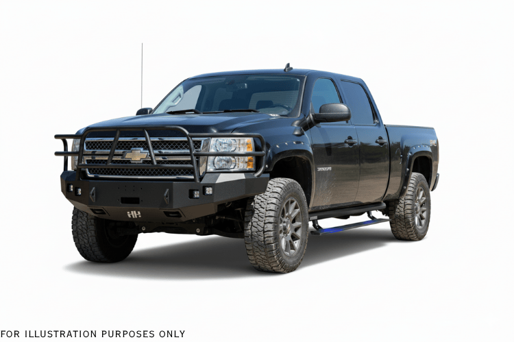 2007 Chevy Silverado 2500HD Complete Protection Kit with Hammerhead bumpers and AMP Research steps for a powerful upgrade