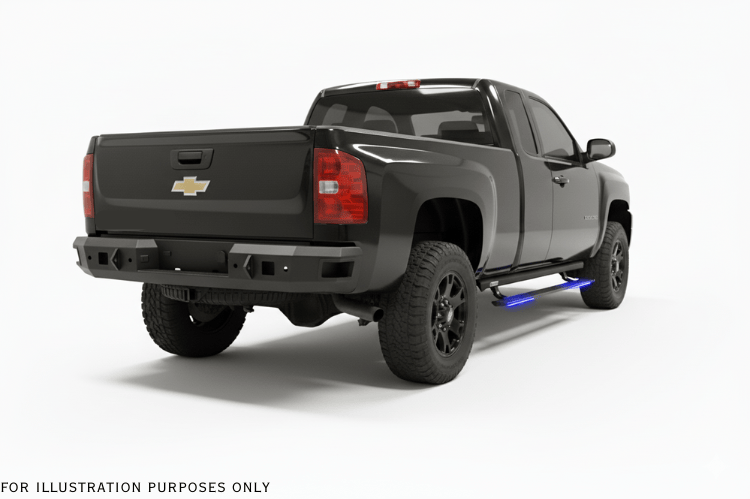 2007 Chevy Silverado 2500HD Complete Protection Kit with Hammerhead bumpers and AMP Research steps for a powerful upgrade